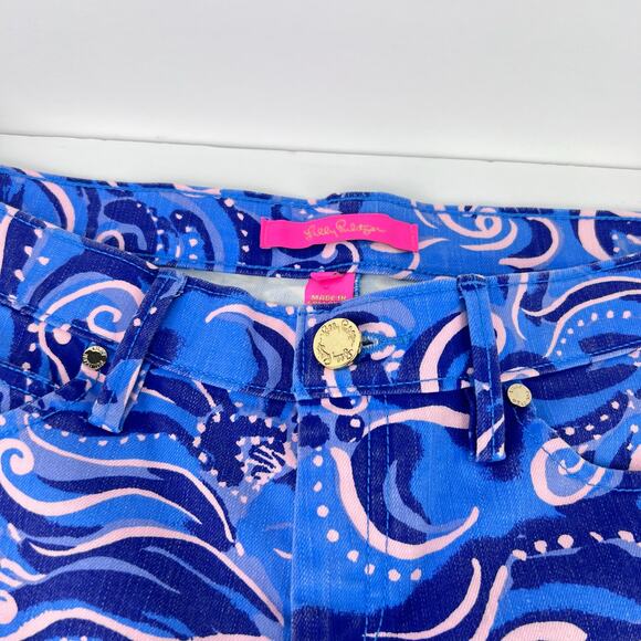 EUC Lilly Pulitzer Pants South Ocean Skinny Crop Coastal Blue Whispurr 10 - Picture 5 of 11
